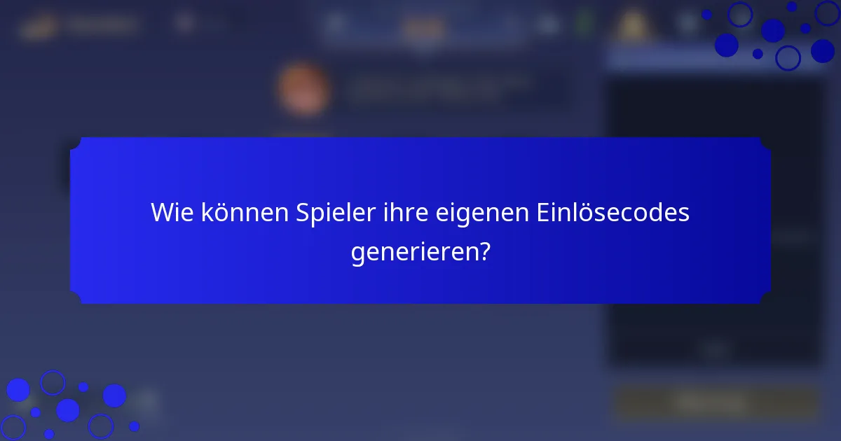 Wie können Spieler ihre eigenen Einlösecodes generieren?