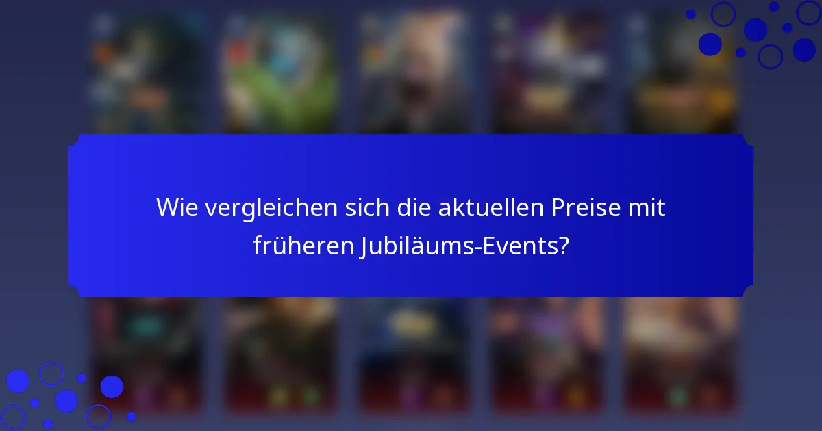 Wie vergleichen sich die aktuellen Preise mit früheren Jubiläums-Events?